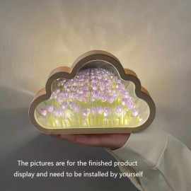 1pc Tulip Flower Sea Night Light, Handmade DIY Creative Giftm Atmosphere Lamp, When The Light Is Turned Off, It Functions As A Mirror, And When The Light Is Turned On, It Becomes A Night Light An Ideal Birthday Gift And Ornament