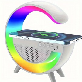 Creative Gift Colorful Atmosphere Light Wireless Charging Smart Speaker Seven-color Light Card High Sound Quality Big G Audio