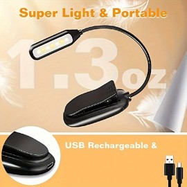 Rechargeable Book Reading Light Lamp, LED Book Light For Reading In Bed - Eye Caring Adjustable Brightness 3 Color Temperatures 20+ Hours Runtime, USB Reading Light For Bed, Book Light Clip On