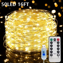 USB Powered Fairy Lights With Remote 50/100/200 LED Christmas String Lights Outdoor Waterproof 8 Modes Twinkle Lights Copper Wire Mini Lights Outdoor Indoor For Garden /Patio/ Tree/ Christmas Party/ Wedding/ Decorations