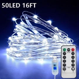 USB Powered Fairy Lights With Remote 50/100/200 LED Christmas String Lights Outdoor Waterproof 8 Modes Twinkle Lights Copper Wire Mini Lights Outdoor Indoor For Garden /Patio/ Tree/ Christmas Party/ Wedding/ Decorations