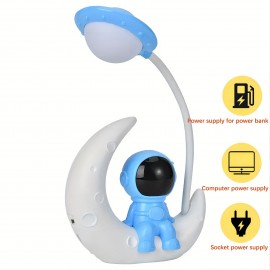 1pc Wireless USB Rechargeable Astronaut Moon LED Desk Lamp for Home and Bedroom Decoration - Soft Lighting for Reading, Work, and Relaxation