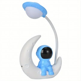 1pc Wireless USB Rechargeable Astronaut Moon LED Desk Lamp for Home and Bedroom Decoration - Soft Lighting for Reading, Work, and Relaxation