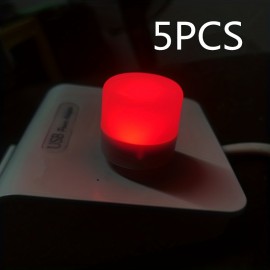 5pcs USB Small Night Light Mini Creative Portable Soft Light Eye Care LED Small Round Light Available For Student Dormitory Bedside Light USB Plug In