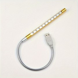 1pc USB Metal 10 Lights Laptop Keyboard Lighting, LED Dormitory Reading Night Light, Can Be Bent Freely