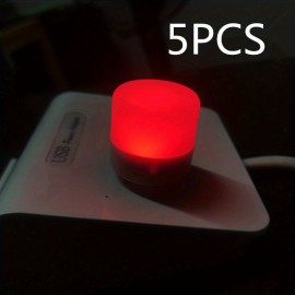 5 PCS USB Small Night Light Mini Creative Portable Soft Light Eye Care LED Small Round Light Available For Student Dormitory Children's Bedside Light USB Plug In