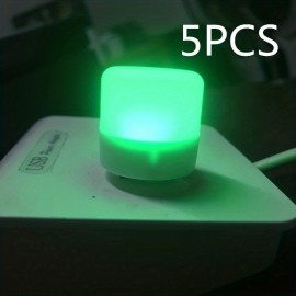 5 PCS USB Small Night Light Mini Creative Portable Soft Light Eye Care LED Small Round Light Available For Student Dormitory Children's Bedside Light USB Plug In