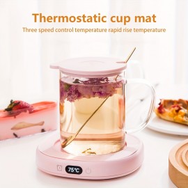 Smart Thermostatic Heating Cup Mat Three Gears Adjust Thermostatic Warming Cup 55 Degrees Hot Milk Hot Coffee Afternoon Tea Magic Heating Base Insulated Water Cup Warming Cup Mat