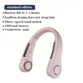 New Mini Neck Fan Portable Bladeless Hanging Neck Rechargeable Air Cooler 3 Speed Mini Summer Sports Fans, Cool Portable Fan, School Supplies, Perfect Gift For Birthday/Christmas, For Fishing/Camping/Travel