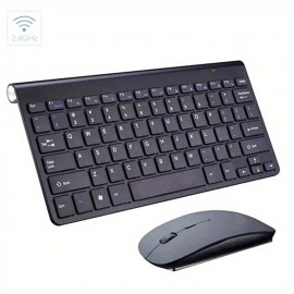Wireless Keyboard And Mouse Ultra Slim Combo,  2.4G Silent Compact USB Mouse And Scissor Switch Keyboard Set With Cover, 2 AAA And 2 AAA Batteries, For PC/Laptop/Windows/Mac