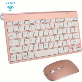 Wireless Keyboard And Mouse Ultra Slim Combo,  2.4G Silent Compact USB Mouse And Scissor Switch Keyboard Set With Cover, 2 AAA And 2 AAA Batteries, For PC/Laptop/Windows/Mac