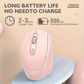 2.4Gh Wireless Mouse, Rechargeable Dual-mode Mouse (2.4G+wireless 5.2 And USB Receiver) Portable Silent Mouse, Suitable For Laptops/Desktops/Tablets