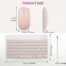 Wireless Keyboard And Mouse Combo Rechargeable Portable Wireless Keyboard Mouse Set For IPhone/IPad/Samsung Tablet Phone Smartphone For Android/Windows