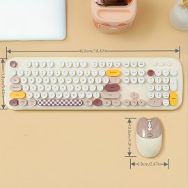 1 Set Cartoon Cute Wireless Keyboard & Mouse For Girls Office Computer High-looking Retro