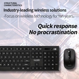 Wireless Keyboard Mouse Set For Computer Desktop Notebook Silent Soundless Office Gaming