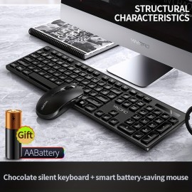 Wireless Keyboard Mouse Set For Computer Desktop Notebook Silent Soundless Office Gaming