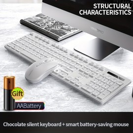 Wireless Keyboard Mouse Set For Computer Desktop Notebook Silent Soundless Office Gaming