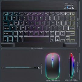 Keyboard For Tablet Android IOS Windows Wireless Mouse Keyboard BT Rainbow Backlit Keyboard For IPad Phone