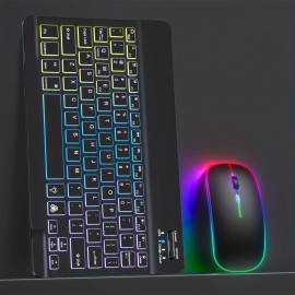 Keyboard For Tablet Android IOS Windows Wireless Mouse Keyboard BT Rainbow Backlit Keyboard For IPad Phone