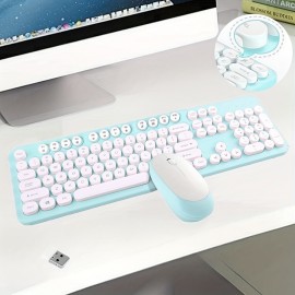 Keyboard And Mouse Set, Wireless Keyboard And Mouse Combo, Battery Powered, Full Size 2.4GHz Silent Mouse And Keyboard, Plug And Play Suitable For Mac,Windows,Laptop,PC