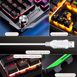 V2 Computer Wired Keyboard E-sports Gaming Typing Office Universal USB Plug-in Hair Light Keyboard Available For Windows System