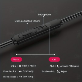 High-Quality Semi In-Ear Wired Headphones with Microphone - Perfect for Mobile Phones, Computers, Games, Karaoke & More!