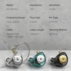 KZ EDX Pro In Ear Monitor Headphones Wired IEM Earphones Dual DD HiFi Stereo Sound Earphones Noise Cancelling Earbuds